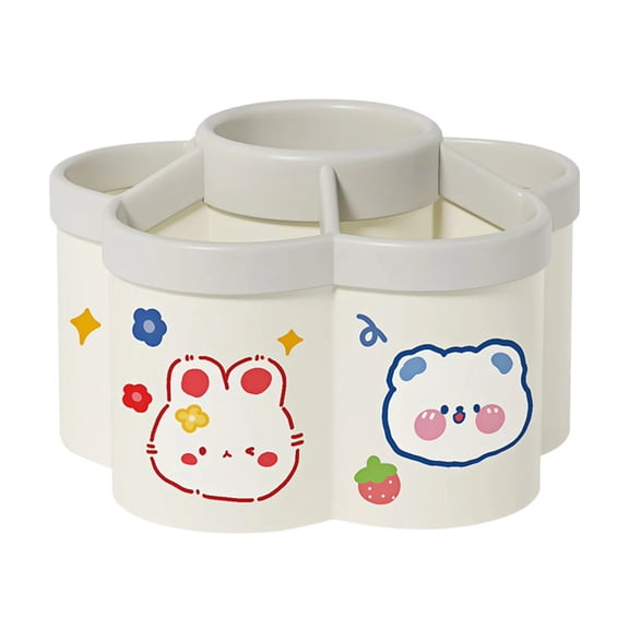 Rotating Desk Organizer - Multi-Compartment Storage Caddy for Stationery, Makeup Brushes