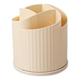 thumbnail image 1 of Rotating Desktop Pen Holder (Academic Gear Organizer Carousel, Supply Caddy), Four Compartments Sort Writing Tools, 4 Slot Desktop Pen Holder 4.4" Plastic Academic Gear Organizer(#A), By Meiiso, 1 of 8