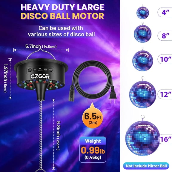 Rotating Disco Ball Motor with Remote, CHENGJIA 3-15 RPM Speed