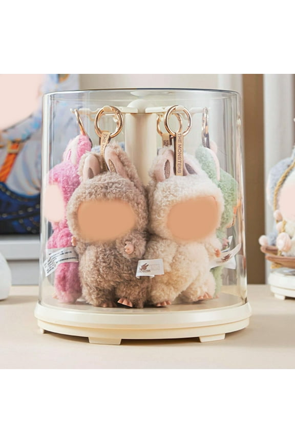 Rotating Display Case for Labbu Doll Keychains, Display Stand for Dolls, Storage case for Dolls, Dust and Moisture Proof, 360 Display