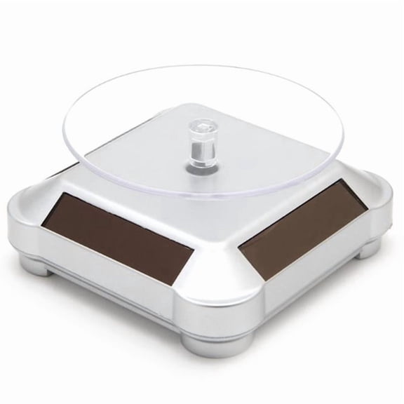Rotating Display Stand 360 Degree Solar Power Rotating Turntable Display Stand Silver