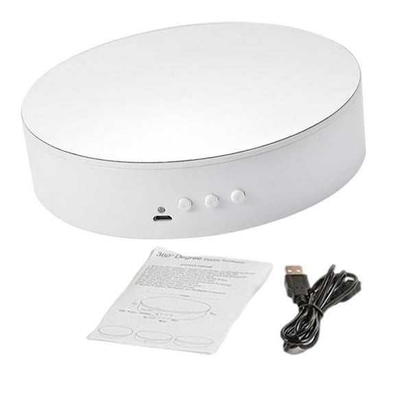 Rotating Display Stand Electric 5.91inch/15cm Diameter 360 Degree Turntable for Gift Cake - white