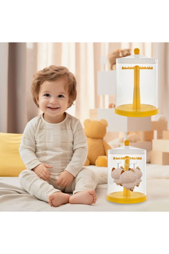 Rotating Display Storage Box, 360° Blind Box Rack with Transparent Cover for Collectibles, Rabbit Cloth Toy Organizer, Showcase Case for Figurines and Artifacts at Home