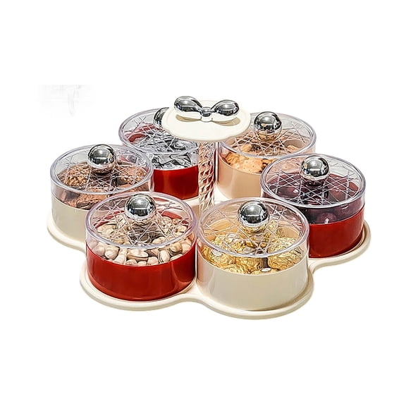 Rotating Divider Plate for Food Storage with Lid – Snack Plate Organizer with Segmented Compartments Construction for Kitchen Living Room and More