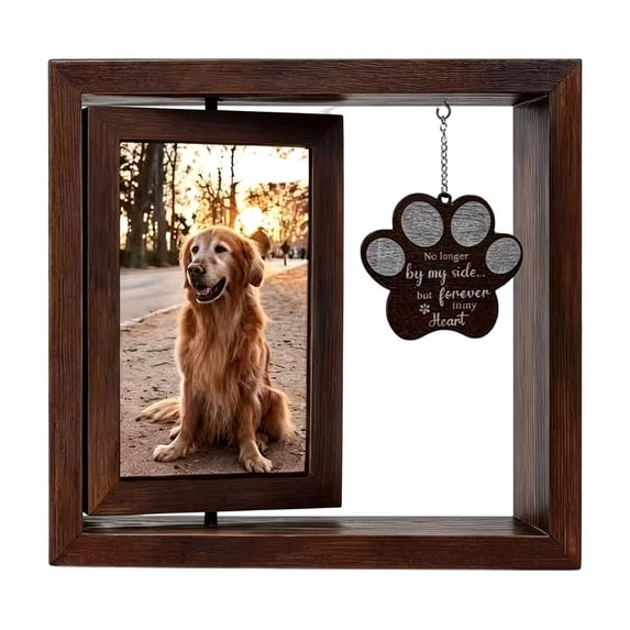 Rotating Dog Memorial Picture Frame with Hanging Paw Print Charm ...