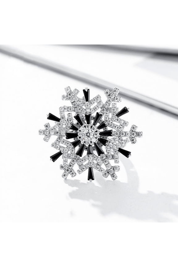 Womens Rotating Double Layer Snowflake Ring Adjustable Opening Fashion Copper Ring with Gem Inlay Retro Design for Her