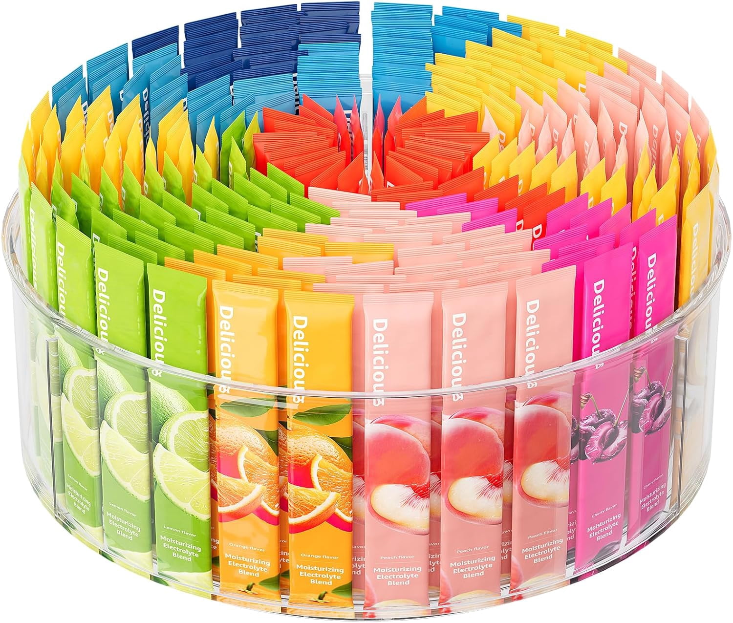 Rotating Drink Mix Organizer, Clear Lazy Susan Turntable for Packet ...