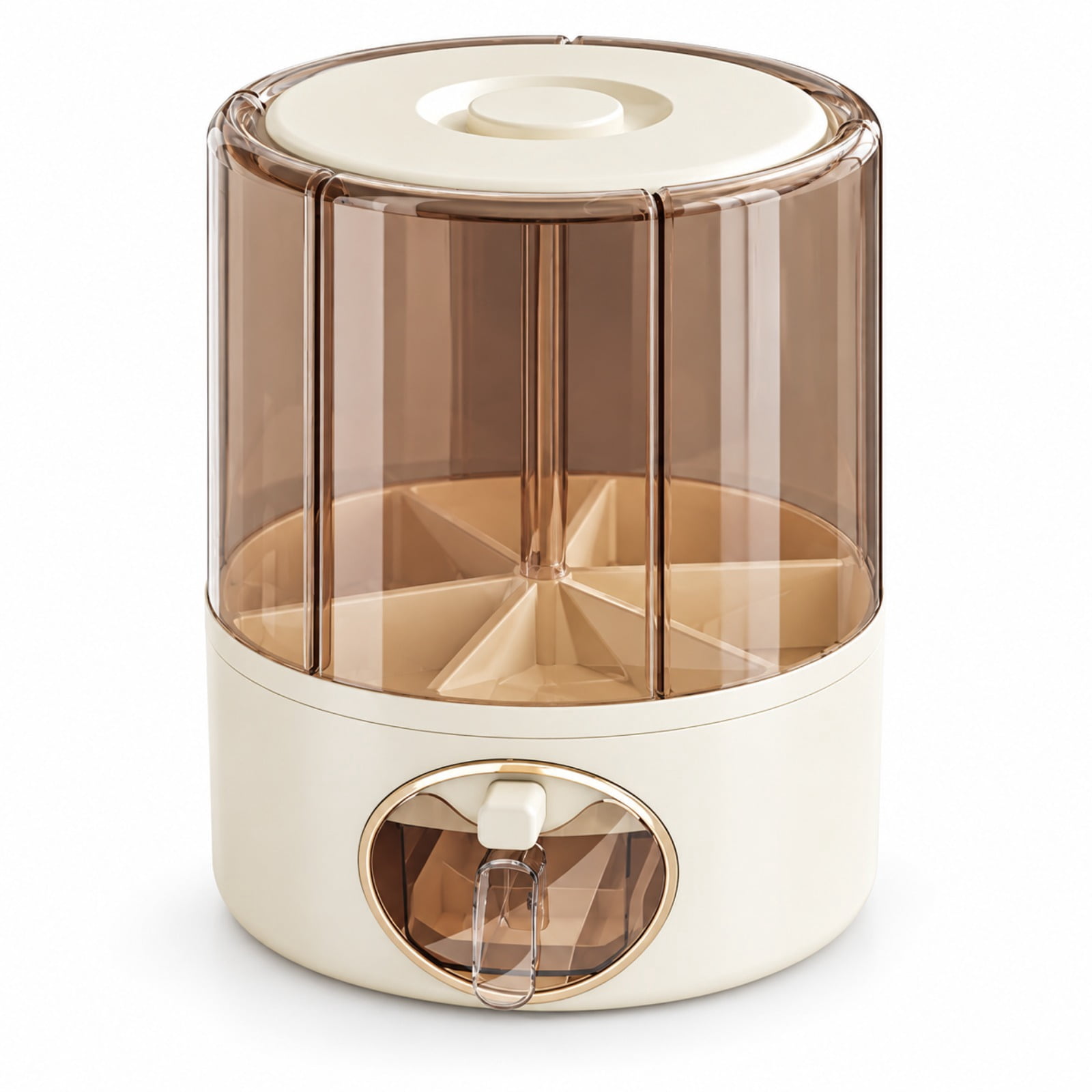 Revolving Bins Rotating Dry Food Dispenser, 6-Compartment Countertop Grain Storage Bin ...