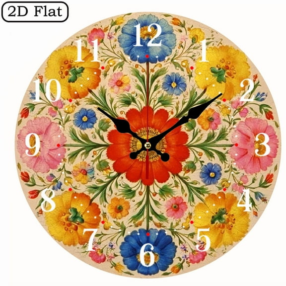 Rotating Dynamic Design Outdoor Garden Decor for Spring_ Summer Patio 2D Flat 1pc 10Inch Design Silent Wall Clock Wooden Living Room, Bedroom Housewarming & Anniversary Gift