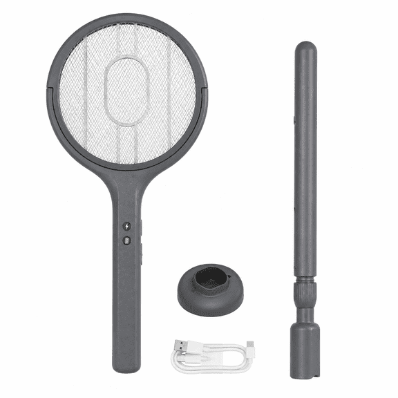 Rotating Electric Fly Swatter Racket 2 in 1 Mosquito Bug Zapper Rechargeable 360 Indoor Fly Zapper Mosquito Zapper Flies Killer,with Telescopic Extension