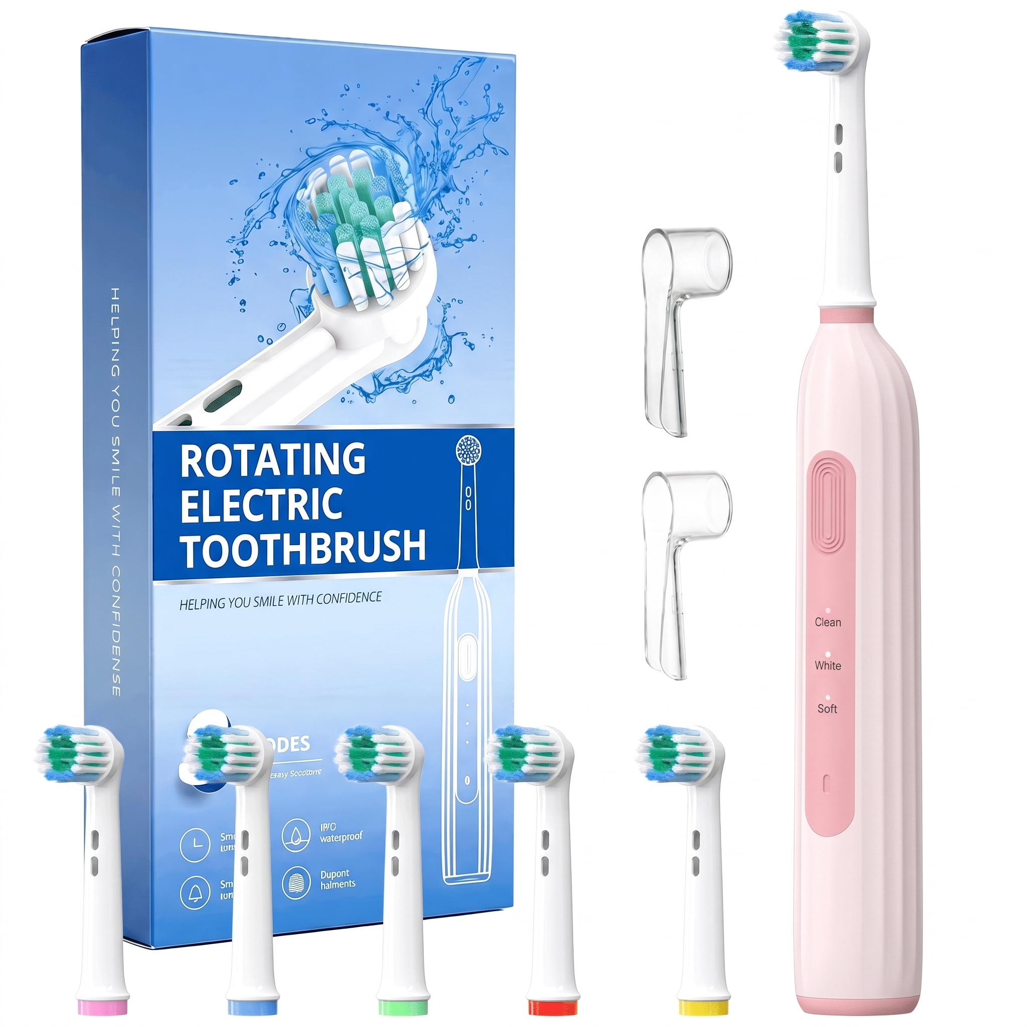 Rotating Electric Toothbrush, Rechargeable Sonic Toothbrush, Pink