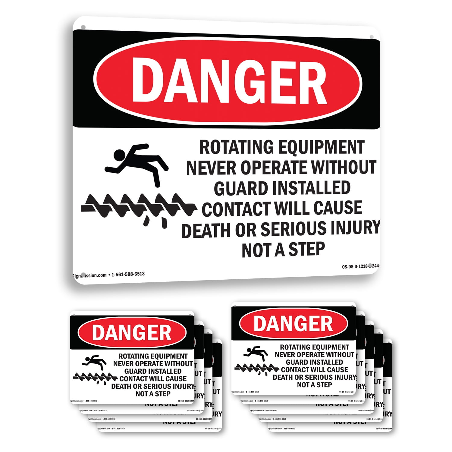 Rotating Equipment Never Operate OSHA Danger Aluminum Sign 24 Inch x 18 ...