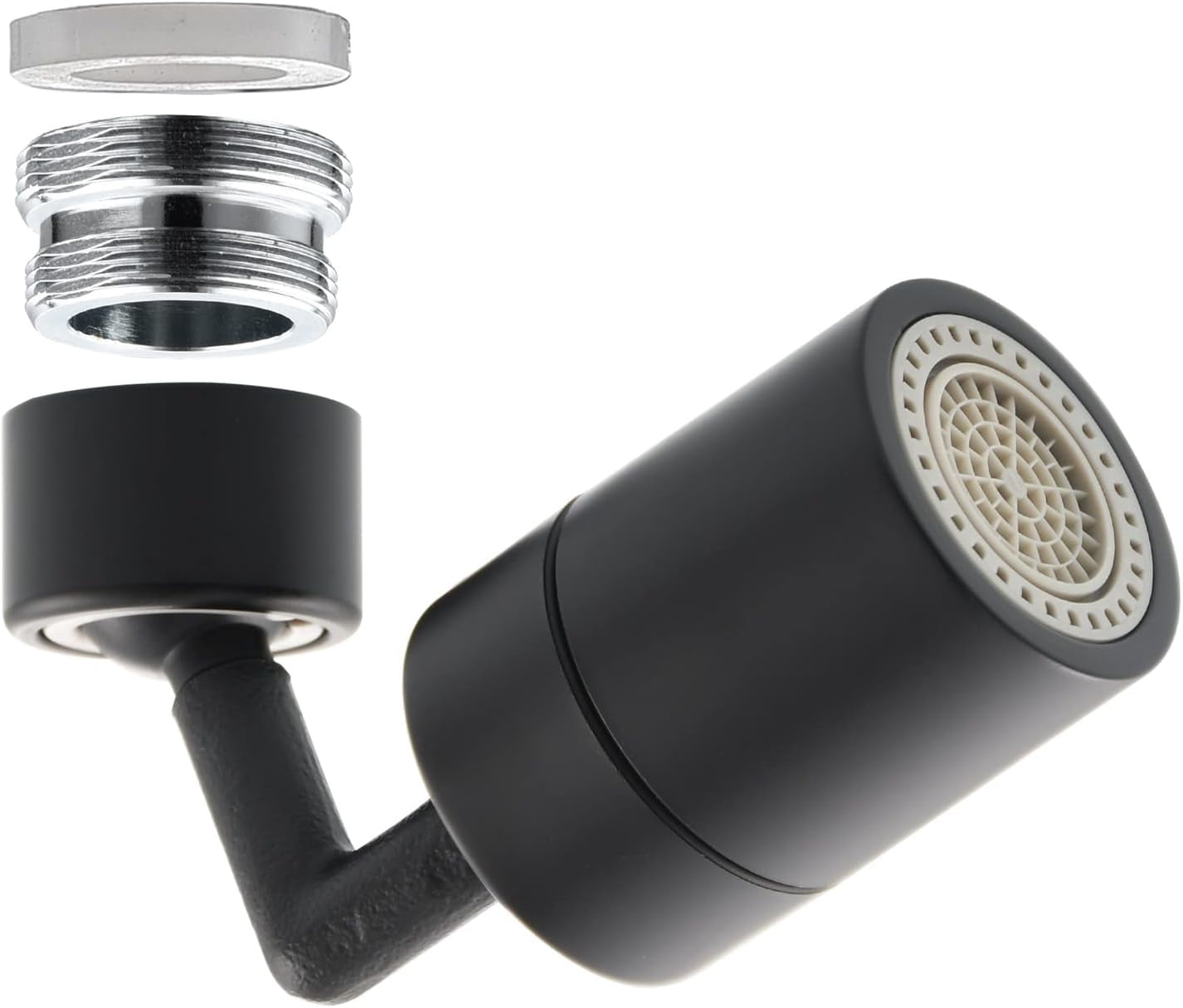 Rotating Faucet Aerator, Universal Brass Splash Filter Faucet Extender for Kitchen Bathroom Face Wash Gargle & Eyewash, Easy to Install Black