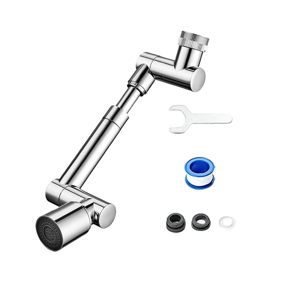 Rotating Faucet Attachment for Kitchen Bath and Washbasin with Upgraded 1440° Robotic Flexible Arm – Timnamy Rotating Faucet Accessory for Enhanced Reach and Precision, 23.5 cm, Silver