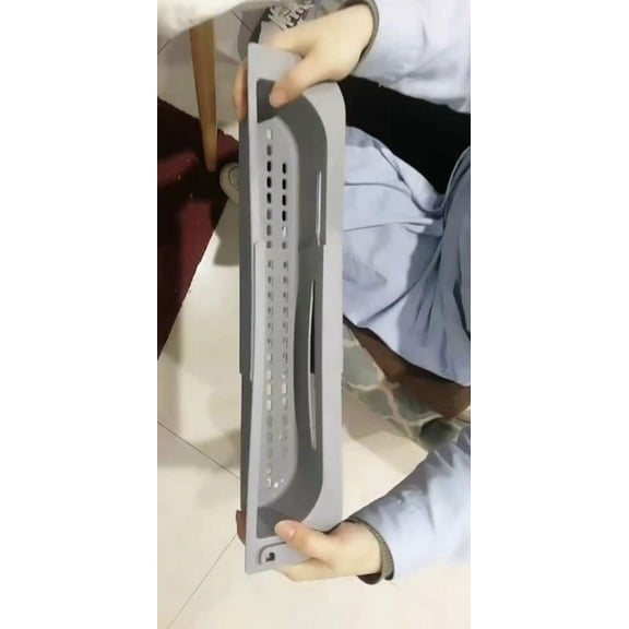 Rotating Faucet Clip Rack | 2-Tier Kitchen Sink Soap & Sponge Holder | Grey Storage Organizer with Hooks (27x39.5x8.5cm) | Fits 1.6-1.7cm Round Tubes