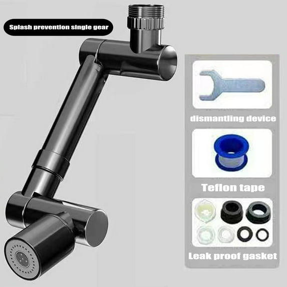 Rotating Faucet Extender 1440 Degree Universal Mechanical Arm Nozzle | Water-Saving Aerator | Dual Mode Spray | Brass Construction | Easy Install | Fits 22mm Sinks | Kitchen Bathroom Sink Attachment