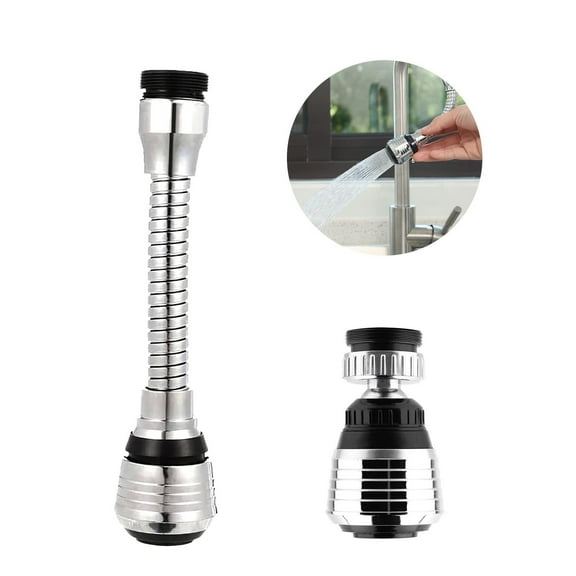 Rotating Faucet Extender 2 Spray Modes with Stainless Hose, Water Saving Tap Nozzle for Kitchen and Bathroom Sinks