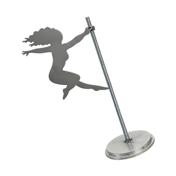 Rotating Female Poles Dancing Metal Statue Creative Space Accent Home Decoration