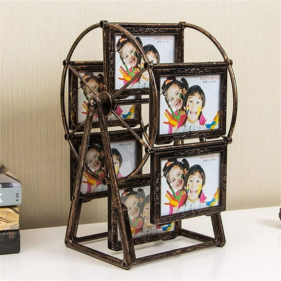 Rotating Ferris Wheel Photo Frame - 5-in Vintage Picture Frame Display, Creative Photo Holder Spinning Frame Decoration