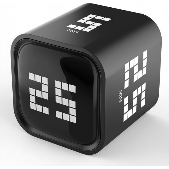 Rotating Focus Timer, 5/25/10/50-Minute Pomodoro Timer, Desk Flip Countdown with Vibration & Volume Control, ADHD-Friendly Tool for Office, Study, and Kitchen (Black)