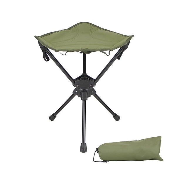 Rotating Folding Stool Lightweight Aluminum Alloy Tripod Camping Chair for Fishing Hiking Outdoor Events(Army Green)