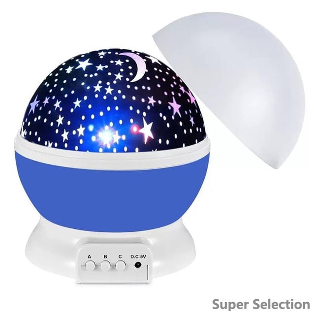 Blue Led Ceiling Rotating Galaxy Moon Lamp For Nursery Room, 4-in-1 Starry Sky Projector ...