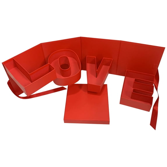 Rotating Gift Box with LOVE Letters, Spinning Surprise Box, Creative Valentine's Day Proposal Packaging Red