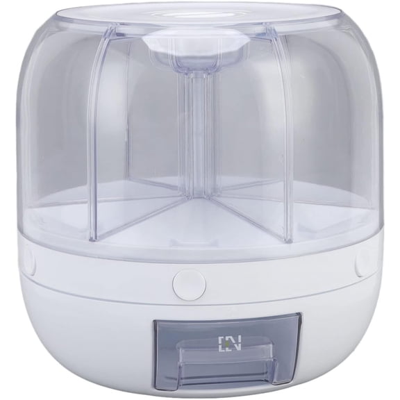 Rotating Grain Dry Food Dispenser Countertop, 6 Grids Cereal Dispenser for Lentils, Rice, Beans, Kitchen Pantry Storage Container, 10kg 22 lbs Capacity (5kg)