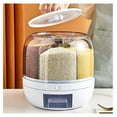 Rotating Grain Dry Food Dispenser Countertop, 6 Grids Cereal Dispenser