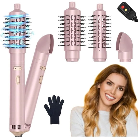 Rotating Hair Dryer Brush,3 in 1 Rotating Hot Air Brush with Detachable Brush(2" & 1.5"),3 Heats and 2 Speeds Rotating Hair Dryer Spinning for Curl,Straight