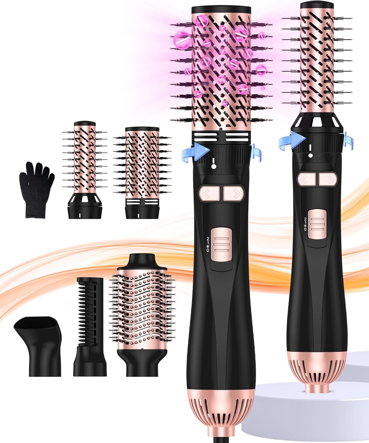 Rotating Hair Dryer Brush, 5 in 1 Blow Dryer Brush Spinning Curling ...