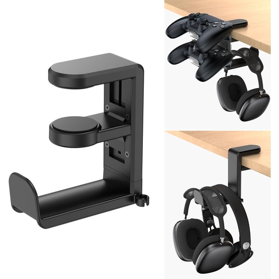 Rotating Headphone Stand -  Upgraded PC Gaming Headset Stand, Adjustable Clamp- Headphone Holder, Headphones Hanger Hook Under Desk with 360  Swivel& Clip Organizer - Darth Vader