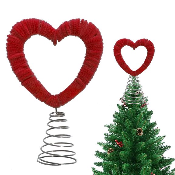 Rotating Heart Tree Topper, 9.45 x 6.1 in, Lightweight and Easy to Display, Creates a Lively Atmosphere for Parties and GatheringsRed,1pcs