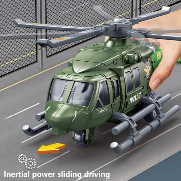 Rotating Helicopter Model, Inertia Plane Toy, Kids Fighter Aircraft Toy, Green Plastic Rotating Gliding Toy, Battery-Free Physics Educational Play Toy, Birthday Classroom Reward Gift for Boys Kids 3+