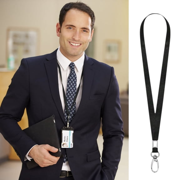 Rotating Hook Lanyard, ID Badge Holder Neck Strap with Swivel Clip, Durable Nylon Card Holder for Employee Pass Student ID Keys Accessory Office School Conference Everyday Use