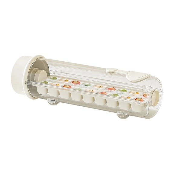 Rotating Ice Cube Tray with Leak-Proof Container, Portable One-Button Release Ice Mold for Freezer,Colour as Pictured