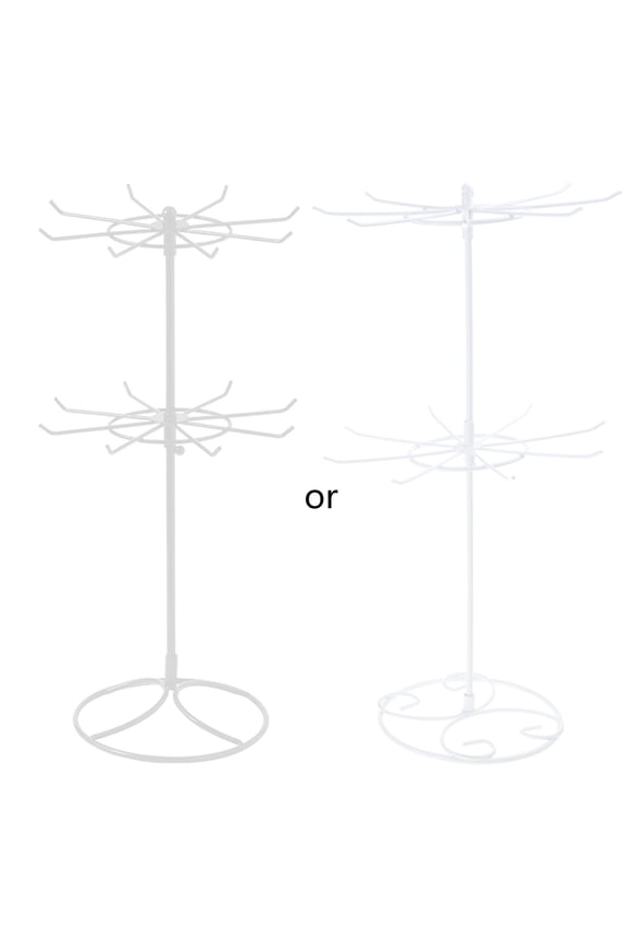 Rotating Iron 2-Tier Revolving Stand Rack Jewelry Display Hanger Counter Top Spinner Rack for Retail