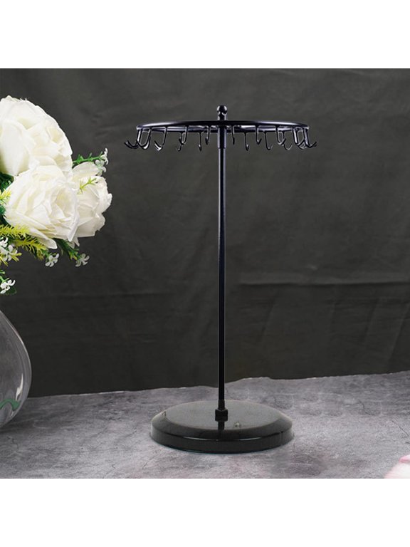 Rotating Jewelry Display Organizer Showcase for Necklace Pendant Round Base