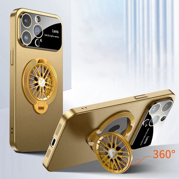 Rotating Kickstand Case for iPhone 12,Shockproof Hard PC Case Built-in Camera Lens Protector Compatible with Mag Safe Stand Slim Cover, Khaki