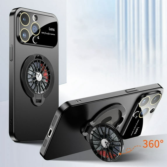 Rotating Kickstand Case for iPhone 13 Pro,Shockproof Hard PC Case Built-in Camera Lens Protector Compatible with Mag Safe Stand Slim Cover,Black