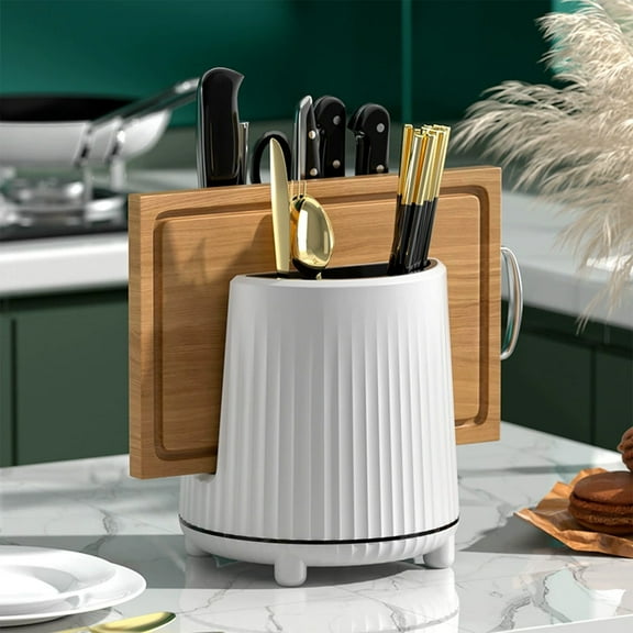 Rotating Kitchen Storage Rack | Utensil and Cutting Board Organizer | 360-Degree Spinning Holder for Knives Forks and Kitchen Tools | Countertop Space Saver for Home Cooking