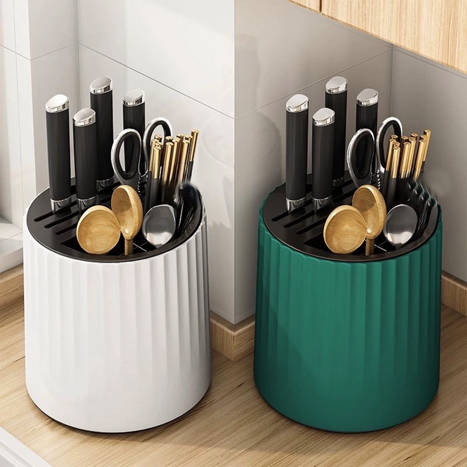 Rotating Knife Rack, Multifunctional Kitchen Utensil Holder ...