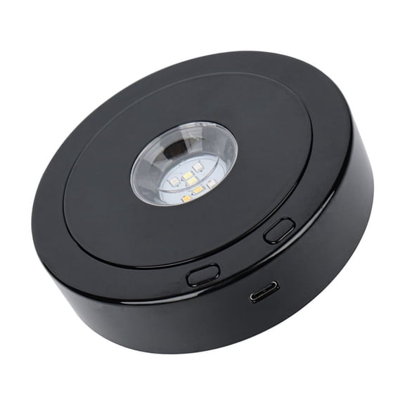 Rotating LED Display Stand with Various Light Modes USB Powered Base Rotating LED Platform for Crystal Glass Art Decors