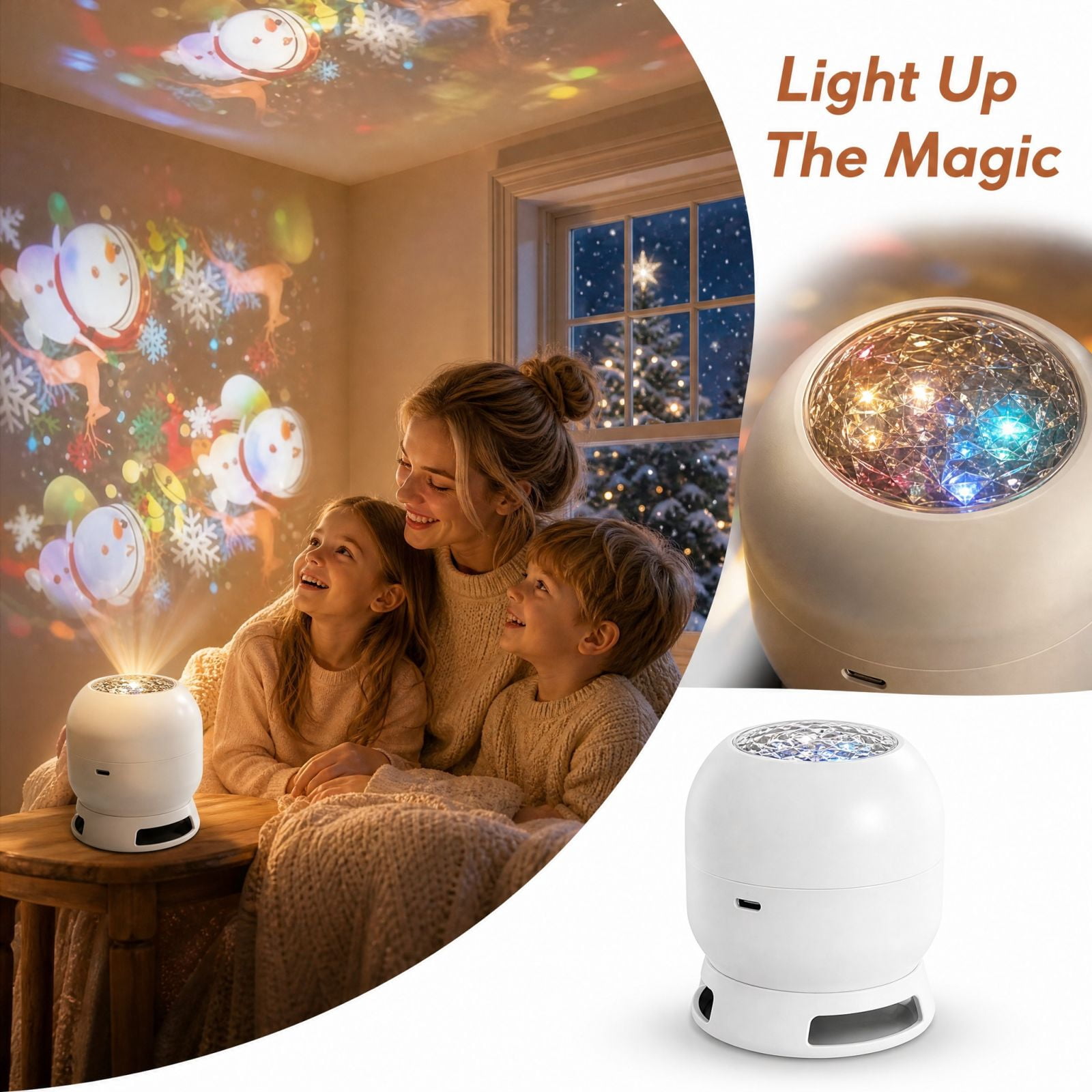 Rotating LED Projector Light,Projector Light with Adjustable Base,USB ...