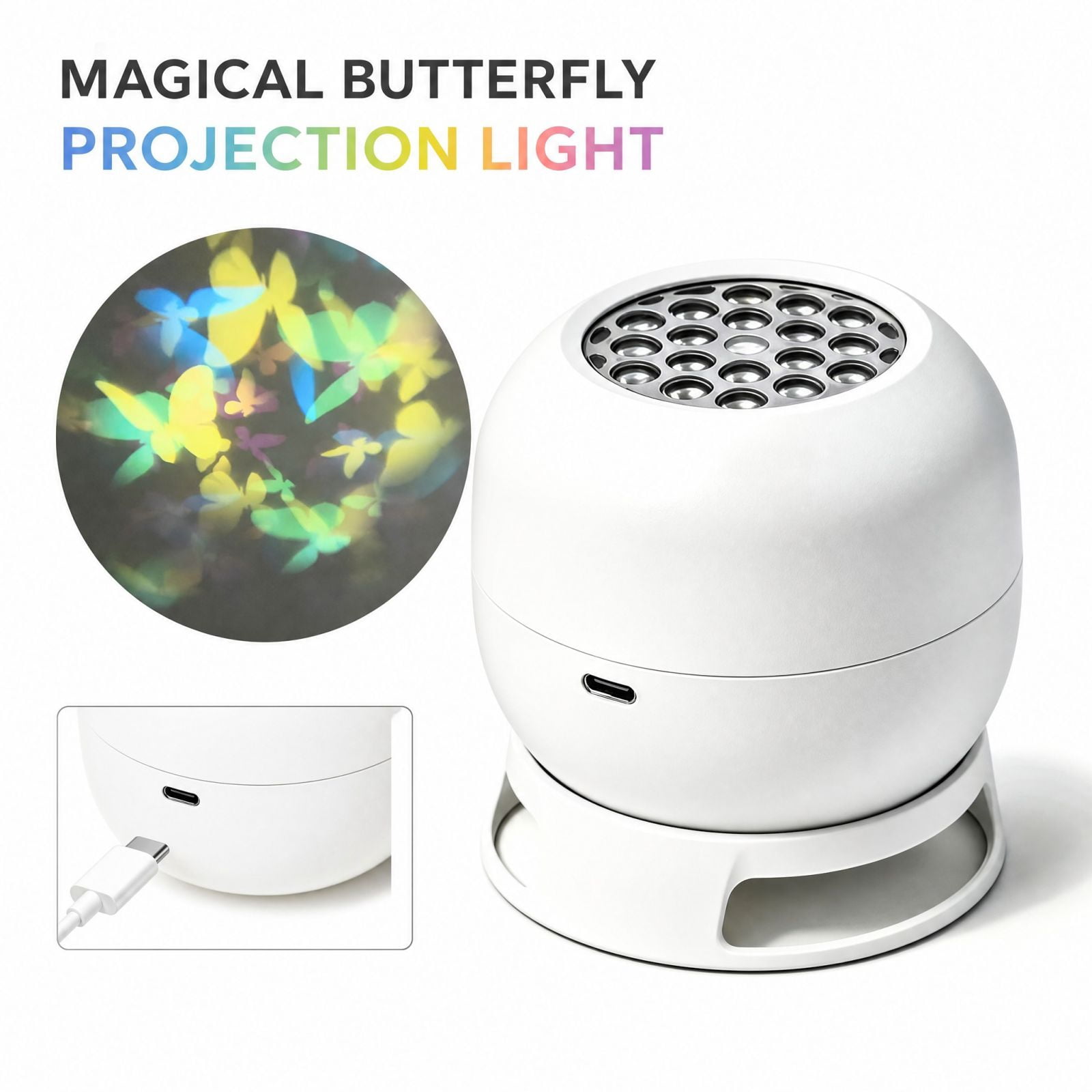 Rotating LED Projector Light,Projector Light with Adjustable Base,USB ...