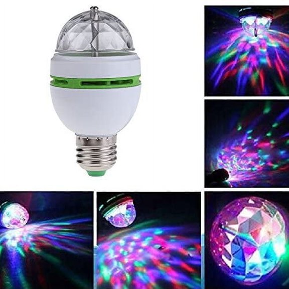 Rotating LED Strobe Bulb Multi Changing Color Crystal Stage Light E27 Base