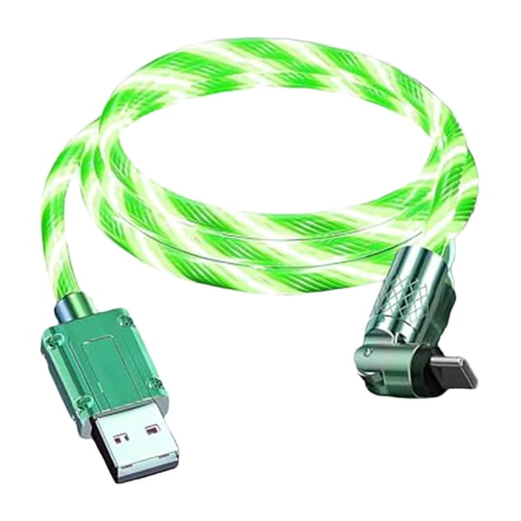 Rotating Lighted Fast Charge Cord - 3A Fast Charging, Flowing LED Lights - Flexible Connector, Durable - for Smartphones, Tablets, Travel