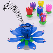 Supreme Black Fox Lotus Musical Birthday Candle, Blue, Birthday Candles