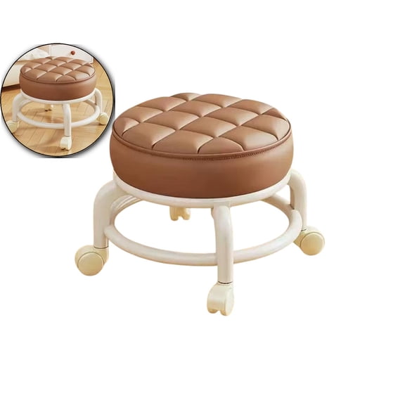 Rotating Low Stool, Rolling Pulley Low Stool with Wheels, Shoe Changing Makeup Cleaning with Wheels, Home Cleaning Garage Fix Stool for Outdoor Office Working Flooring Cleaning