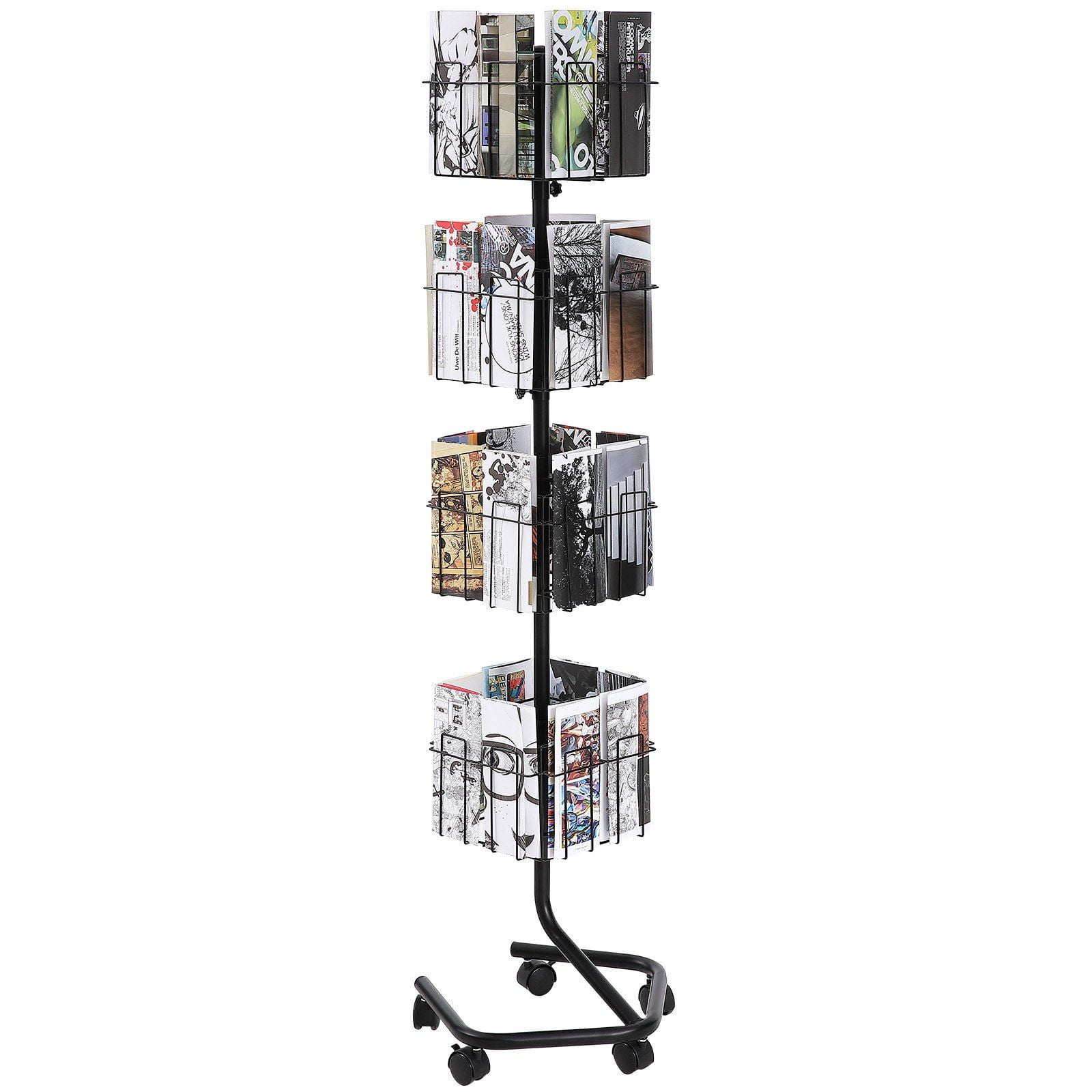 Rotating Magazine Display Stand, 4-Tier 32-Pocket Brochure Rack with ...